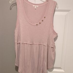 Maurices Light Pink Tank Top with Button Accents